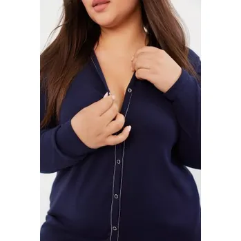 Dámské pyžamo Bavlněné dámské pyžamo Italian Fashion Libra - propínací Tmavě modrá 2XL