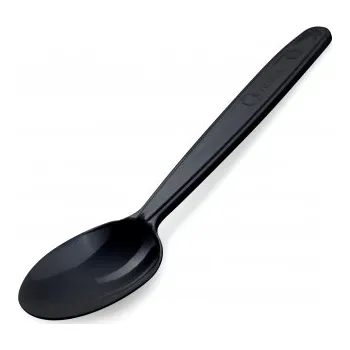 Jednorázové nádobí Lžíce plastová černá (PP) 18,5 cm - opakovaně použitelná 22096