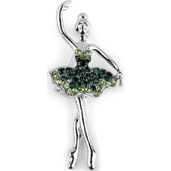 Brož Brož s broušenými kamínky baletka Varianta: 2 emerald, Balení: 1 ks