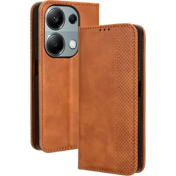 Pouzdro na mobilní telefon Vintage knížkové pouzdro na Xiaomi Redmi Note 14S/Note 13 Pro 4G/Poco M6 Pro - hnědé