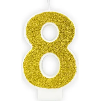 Svíčka Osm zlatá dortová svíčka SCU3-8-019B - Partydeco