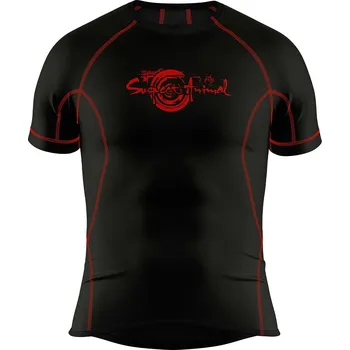 Pánské funkční triko krátký rukáv černá/červená Bamboo Ultra - Červená / XL