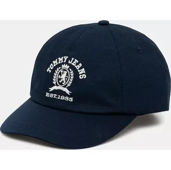 Čepice Bavlněná baseballová čepice Tommy Jeans tmavomodrá barva, s aplikací, AM0AM13286 59X, vel. ONE SIZE