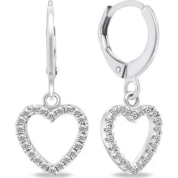 Náušnice Brilio Silver Stříbrné kruhové náušnice se srdíčky EA645W + 2 měsíce na vrácení zboží