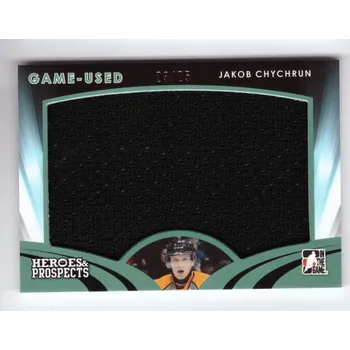 Sběratelská karetní hra 2015-16 Leaf ITG Heroes & Prospects JAKOB CHYCHRUN Game Used Jersey Emerald Limit 25