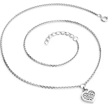 Náhrdelník Dámský náhrdelník přírodní diamant 0.096 ct G/SI srdce s brilianty 10881-NH01A-B délka 45 cm