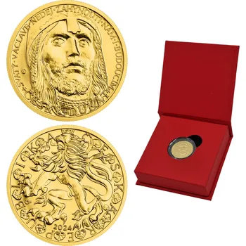 ČNB Zlatá obchodní mince s motivem svatého Václava 2024 s originální etuí 3.490000009536743 g
