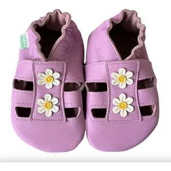 Kojenecké oblečení Kožené capáčky Hopi Hop barefoot sandálky sedmikrásky lila Hopi Hop velikost: M 6-12 m 12 cm