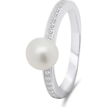 Prsten Brilio Silver Elegantní stříbrný prsten s pravou perlou RI055W 56 mm + 2 měsíce na vrácení zboží