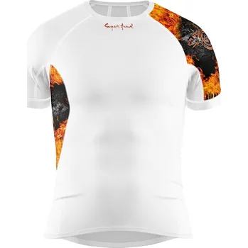 Pánské funkční triko krátký rukáv GHOSTRIDER bílá Bamboo Ultra - Oranžová / 3XL