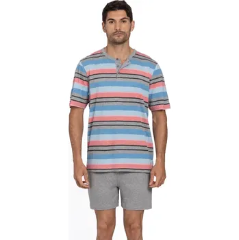 Pánské pyžamo GUASCH Pánské pyžamo BALTASAR, Šedá, V dárkovém boxu, Bavlna 100%, Krátký rukáv - vel. L