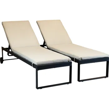 Zahradní lehátko Zahradní set lehátek s kolečky COBIE antracit/bílobéžová