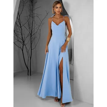 Dámské šaty Světle modré dlouhé splývavé společenské šaty LERDISEL Velikost: ONESIZE