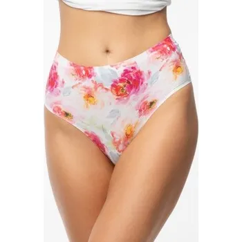 Kalhotky Brazilky Julimex Peony - vyšší pas Bílo-růžová 2XL