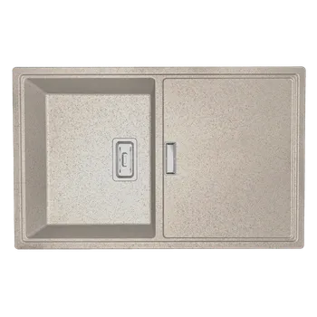 Granitový dřez Laveo Tonga, 1-komorový granitový dřez 800x500x190 mm, béžová, LAV-SPT_411Y