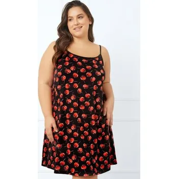 Dámská noční košile Noční košile na ramínkách Italian Fashion Cherry - bavlna Černo-červená 2XL