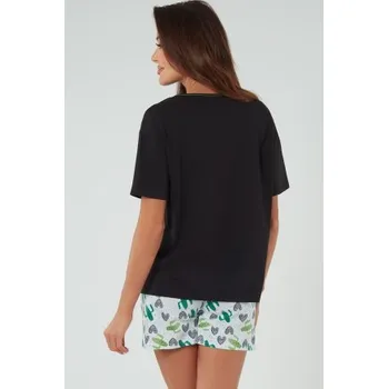 Dámské pyžamo Dámské pyžamo Italian Fashion Picos - bavlna Černo-bílá XL