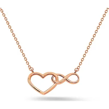Náhrdelník Nápaditý růžový náhrdelník se srdíčkem a nekonečnem, 14K IZ19340R + dárkové balení LUXUS zdarma
