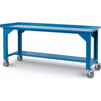 Dílenský stůl Ocelový stůl montovaný, výškově stavitelný š. 2007mm, pojízdný