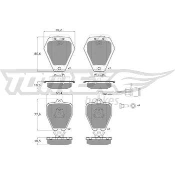 Brzdová destička Sada brzdových destiček, kotoučová brzda TOMEX TX 12-26