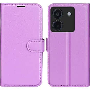 Pouzdro na mobilní telefon Litchi knížkové pouzdro na Xiaomi Poco M7 Pro 5G - fialové