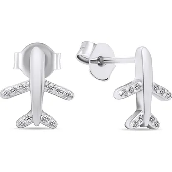 Náušnice Brilio Silver Moderní stříbrné náušnice s čirými zirkony Letadla EA594W + 2 měsíce na vrácení zboží