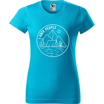 Dámské tričko Dámské tričko s potiskem I hate people Barva trička: Tyrkysová - 44, Velikost: L