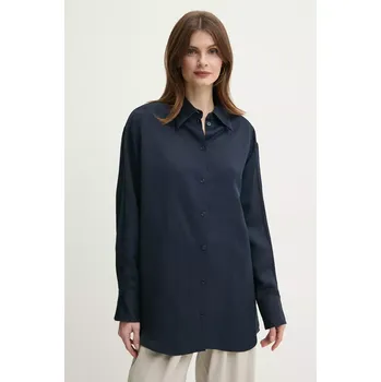 Pánská košile Košile s příměsí lnu BOSS 50535297 námořnická modř 59X, vel. 34