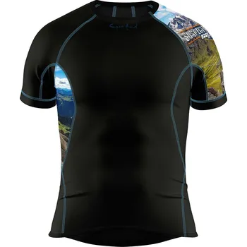 Pánské funkční triko krátký rukáv HIGHLANDER černá Bamboo Ultra - Modrá / 3XL