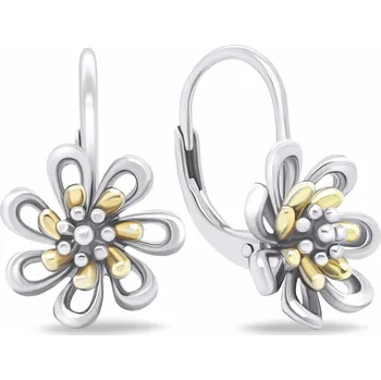 Náušnice Brilio Silver Stříbrné bicolor náušnice Kytičky EA682WY + 2 měsíce na vrácení zboží