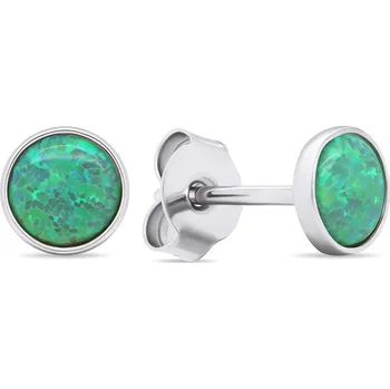 Náušnice Brilio Silver Stříbrné náušnice pecky se zelenými syntetickými opály EA579WG + 2 měsíce na vrácení zboží
