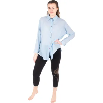 Dámská halenka Modrá bavlněná dámská košile s tříčtvrtečním rukávem Savitree Blue, jednobarevná, Sittar UNI