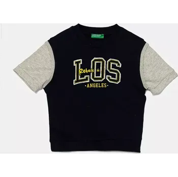 Chlapecké oblečení Dětská bavlněná mikina United Colors of Benetton tmavomodrá barva, s potiskem, 3BC1G10IN 3BC1G10IN.P.Seasonal 59X, vel. 110