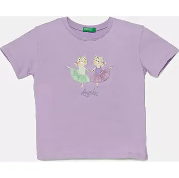 Dětské bavlněné tričko United Colors of Benetton fialová barva, 3I1XG10I4 3I1XG10I4.P.Seasonal 04X, vel. 116