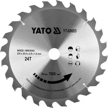 Kotouč na dřevo TCT 235 x 25,4 mm 24z Yato YT-60685