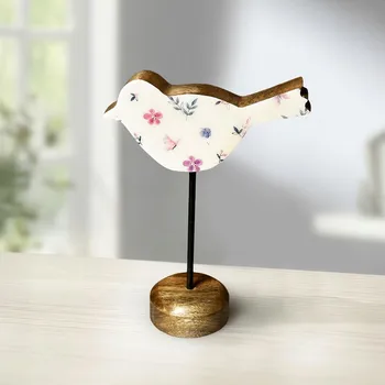 Gilde Dekorace Ptáček na stojanu s květinovým vzorem 493497