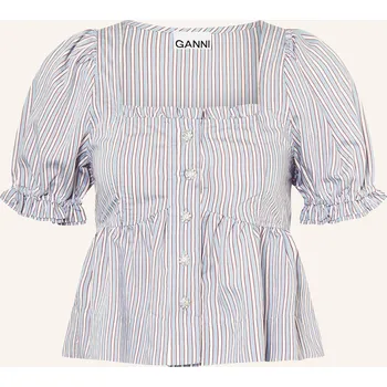 Dámská halenka Ganni Dámská Halenka S Volánky, tmavě modrá / bílá / hnědá, 36