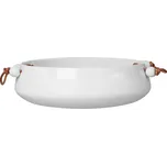Bílá porcelánová miska s koženou rukojetí 221129756