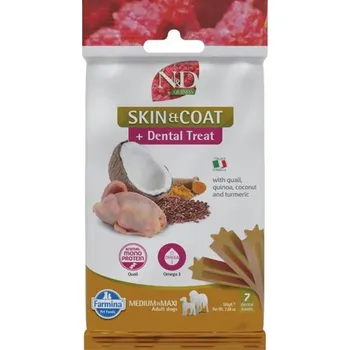 Pamlsek pro psa N&D QUINOA Dog Dental Snack Skin & Coat Quail Medium & Maxi 100 g