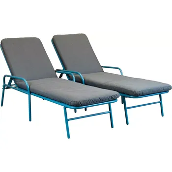 Zahradní lehátko Zahradní set lehátek ELBA modrá/šedá