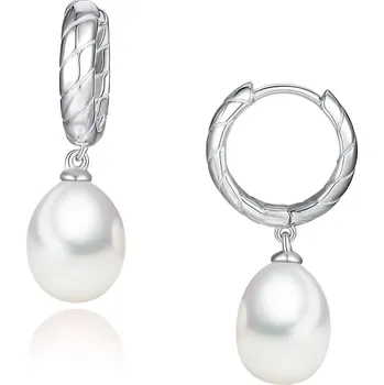 Náušnice Lillian Vassago Stříbrné náušnice kroužky zdobené perlou LLVY-SER024