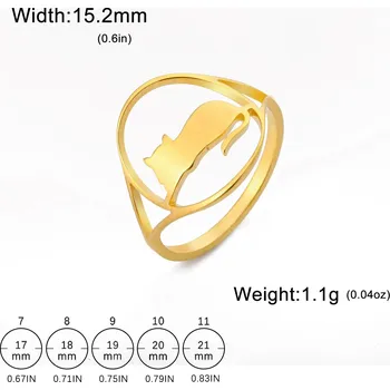 Prsten Ocelový prsten s motivem zvířete | dámský šperk - 22 Kočičí zlato , 8