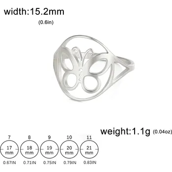 Prsten Ocelový prsten s motivem zvířete | dámský šperk - 20 Motýlí ocel , 11