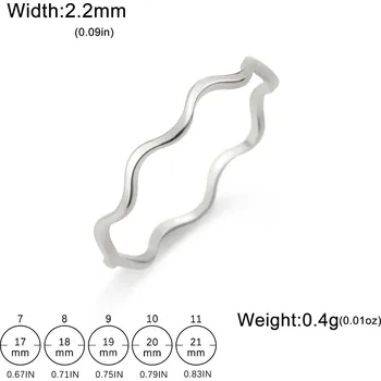 Prsten Minimalistický dámský prsten z oceli ve vlnitém designu | Dámský šperk - Styl A-S , 11