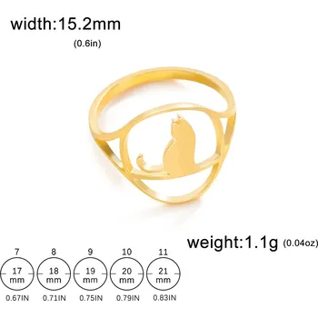 Prsten Ocelový prsten s motivem zvířete | dámský šperk - 3 Kočičí zlato , 9