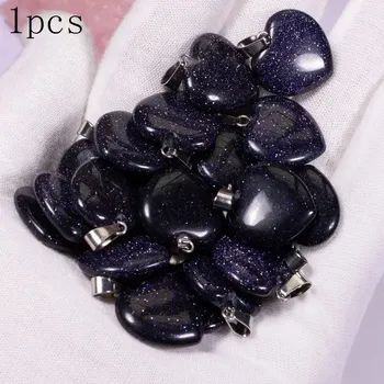 Přírodní krystal srdce reiki | Minerální kámen, šperk 1 ks - Modrý pískovec , 1ks 20x6mm