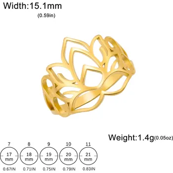 Prsten Dámský prsten lotus z oceli | šperk - Zlato , 10