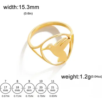 Prsten Ocelový prsten s motivem zvířete | dámský šperk - 9 Ptačí zlato , 11