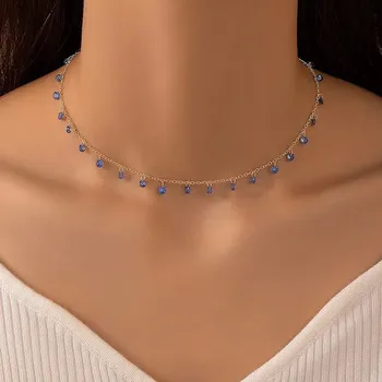 Náhrdelník Vintage náhrdelník se zirkony | Dámský šperk, módní doplněk - 20-modrá