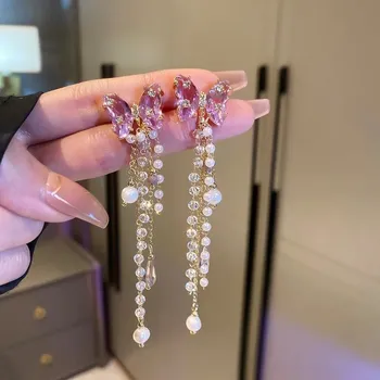 Náušnice Luxusní perlové visací náušnice | dámské náušnice, designové šperky - HE9224-1